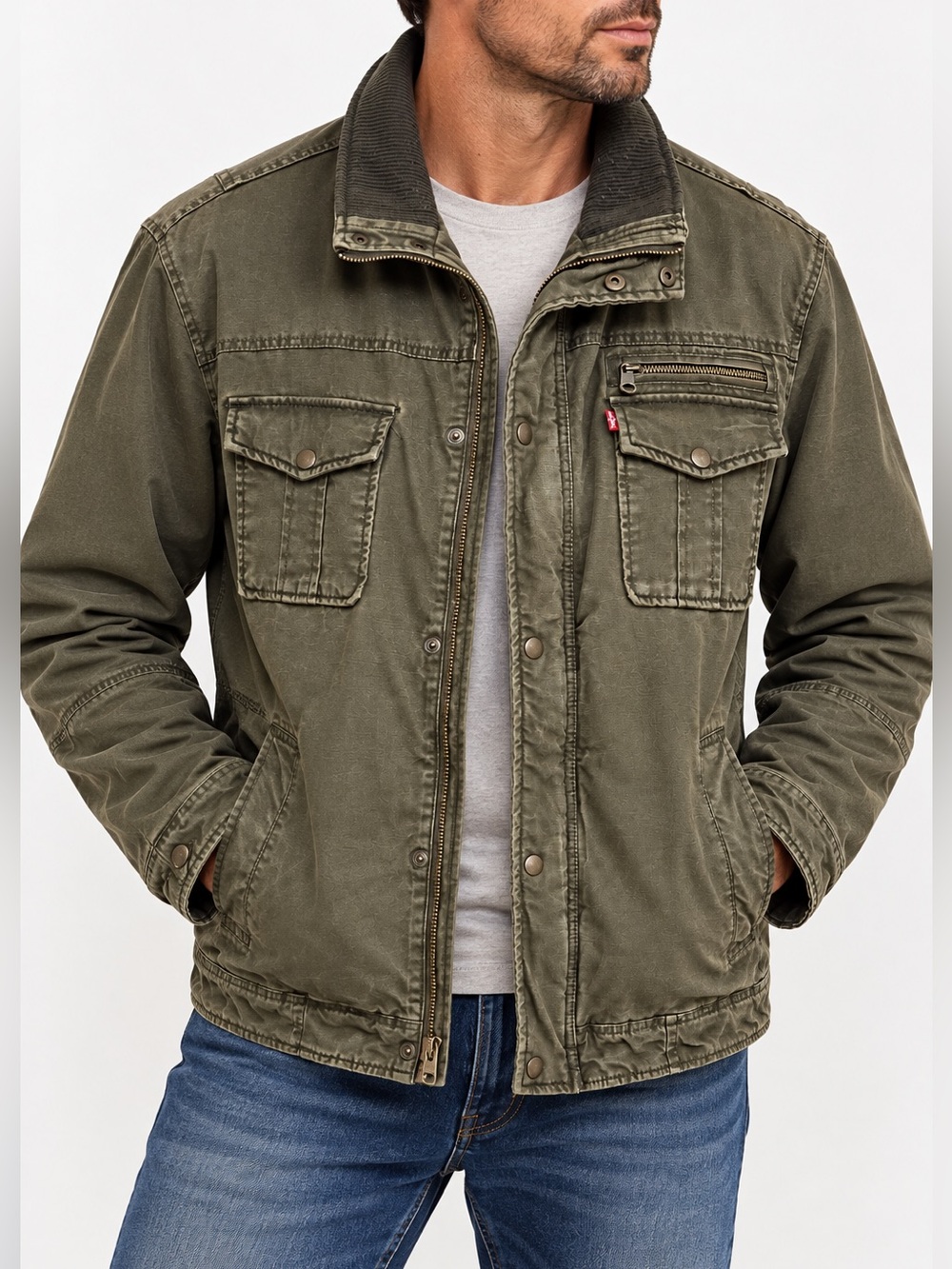 Levi’s Olive Quilted Field Jacket Size: men's Large